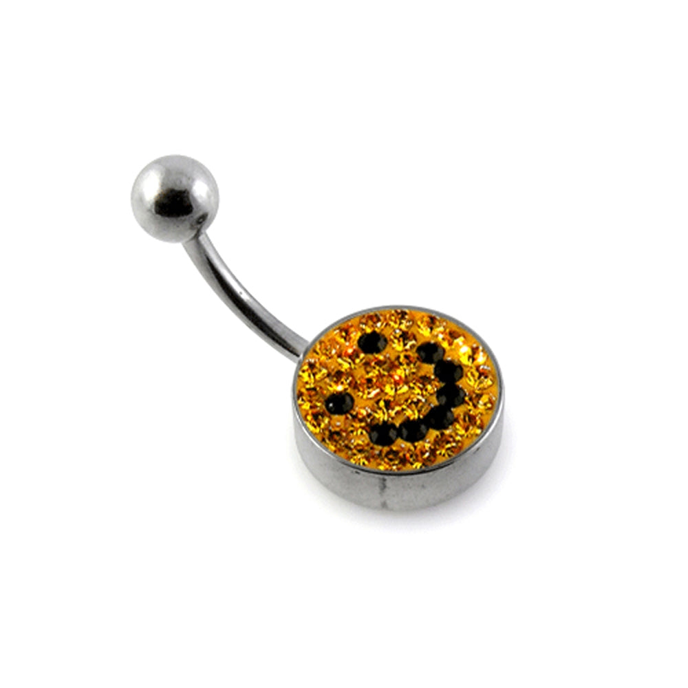 preciosa Crystal stone Belly Ring with steel Base