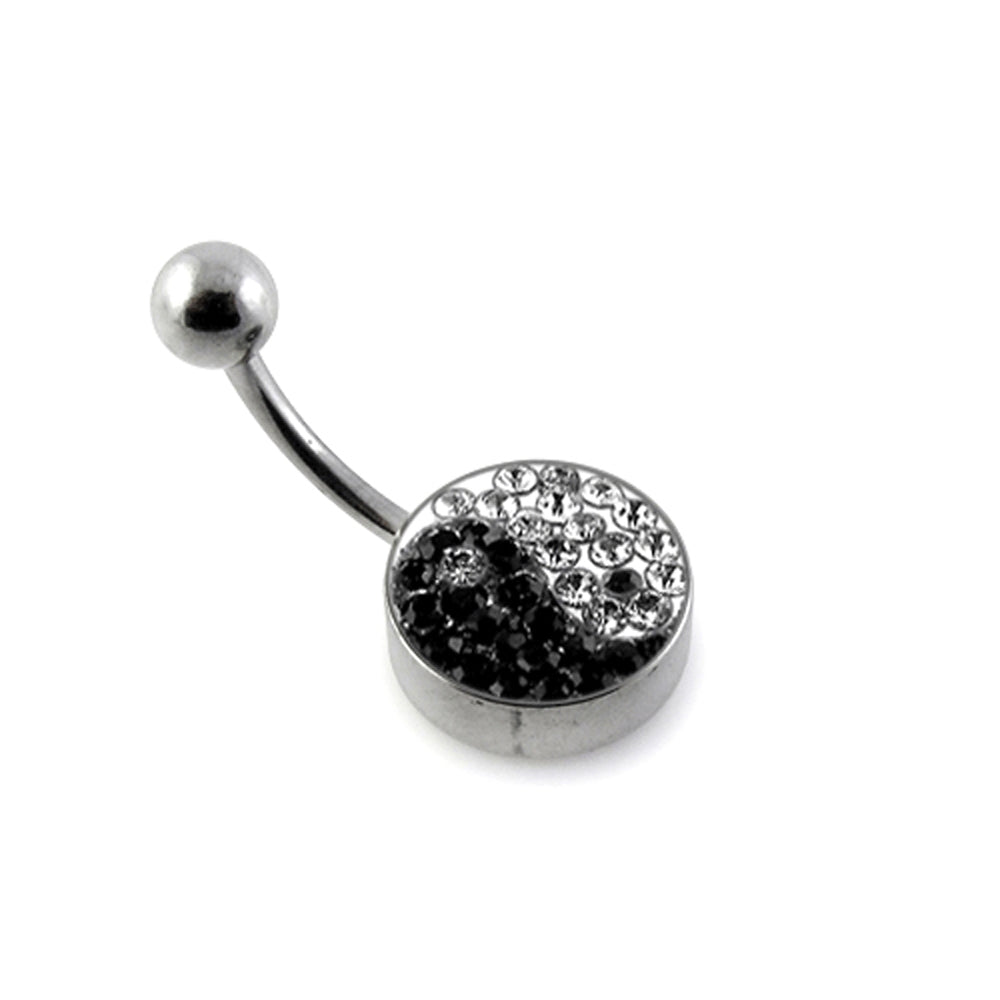 preciosa Crystal stone Ying Yang Design Belly Ring with steel Base FDBLY179