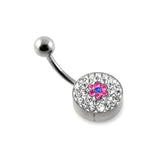 preciosa Crystal stone Curved Bar Belly Ring with steel Base