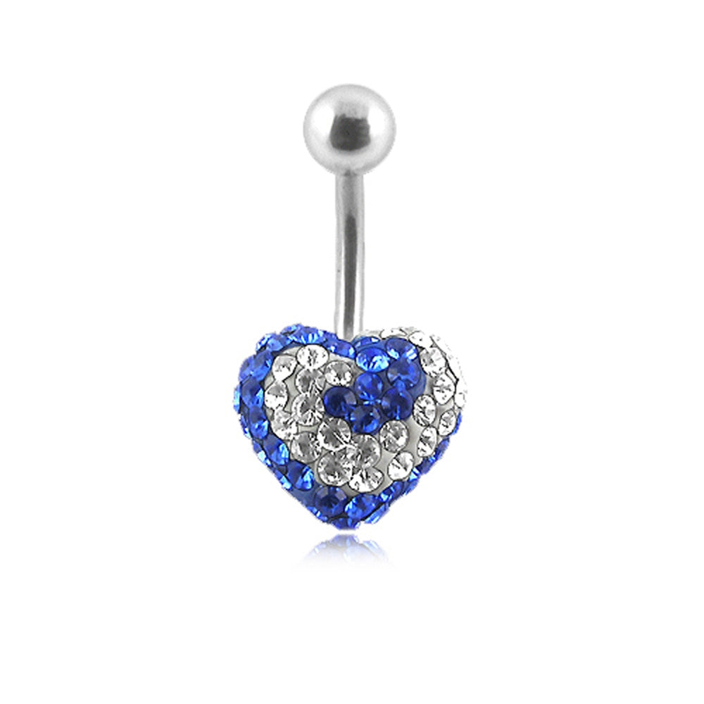 Multi Color Crystal stone Heart Banana Bar Navel Ring