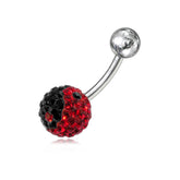 Red Cherry Crystal stone In Silver With SS Banana Bar Navel Ring Body Jewelry