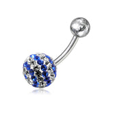 White And Blue Crystal stone With 316L SS Bar Belly Ring FDBLY251