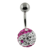 Crystal stone SS Bar Banana Curved Belly Ring FDBLY257