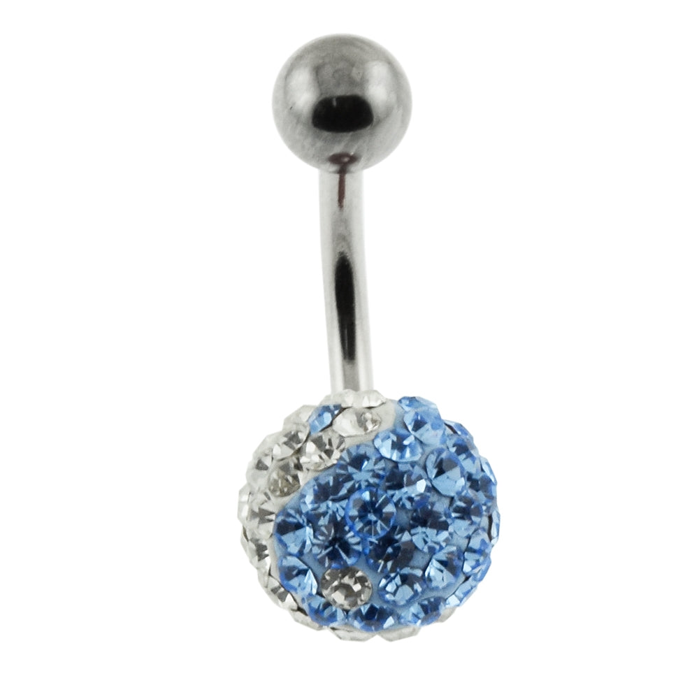 Multi Crystal stone Jeweled Curved 316L SS Belly Ring FDBLY259