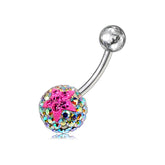 Multi Color Crystal stone With Pink Jeweled Star SS Banana Navel Belly Ring