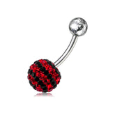 Red And Black Crystal stone Banana Bar Belly Ring