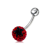 Glitter Red And Black Crystal stone Jeweled Star Banana Bar Belly Ring