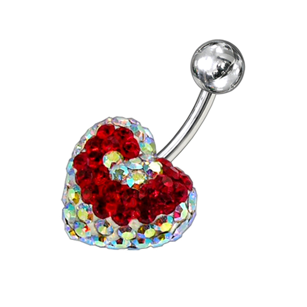 Crystal stone Heart Belly Banana Barbell Ring FDBLY283