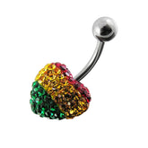 Multi Color Crystal stone Heart banana Bar Navel Body Jewelry Ring