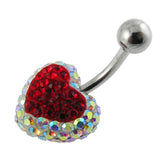 Crystal stone Red Heart Navel Body Jewelry Ring FDBLY335