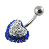 Crystal stone Heart Belly Button Ring SS Curved Barbell FDBLY337