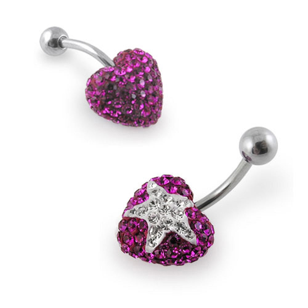 Crystal stone Star Belly Ring With Surgical Steel FDBLY355