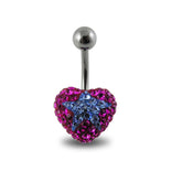 Pink Crystal stone With Blue Star Banana Bar Navel Ring Body Jewelry