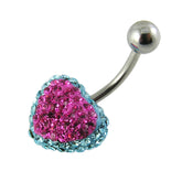 Crystal stone Heart Belly Curved Barbell Ring FDBLY367