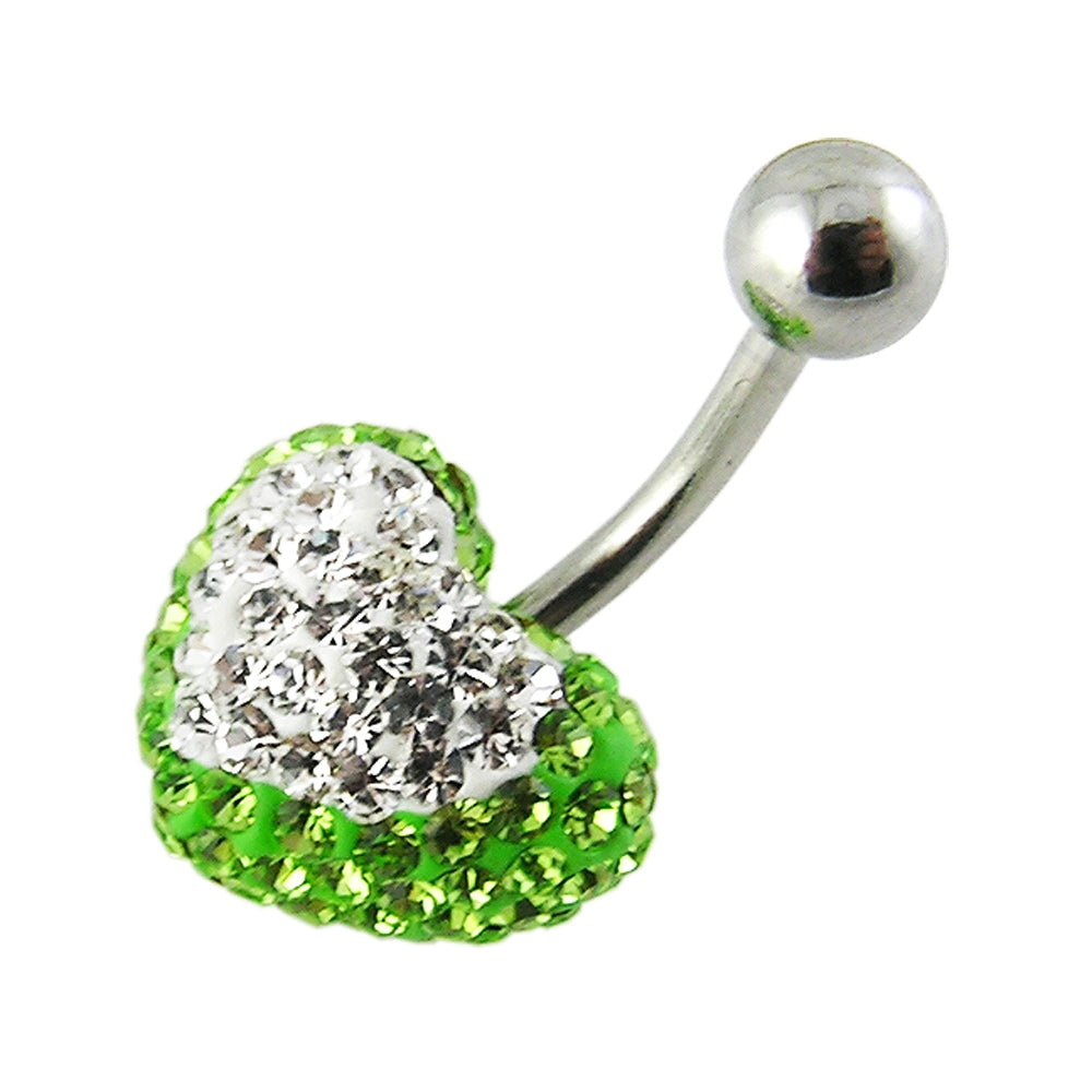 Mix Color Crystal stone Heart With Banana Barbell Belly Body Jewelry Ring