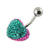 Crystal stone Green Heart Banana Bar Belly Ring FDBLY376