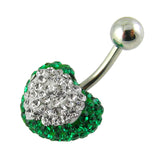 Green Glittring Crystal stone Heart Banana Bar Belly Ring