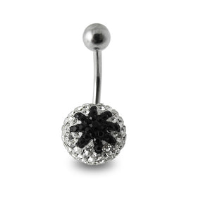 Black Star Fish Crystal Stone Star Banana Bar Belly Ring