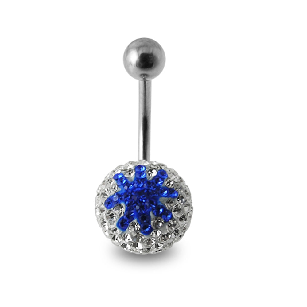 White And Blue Glitter Crystal stone Star Jeweled Ss Navel Belly Ring