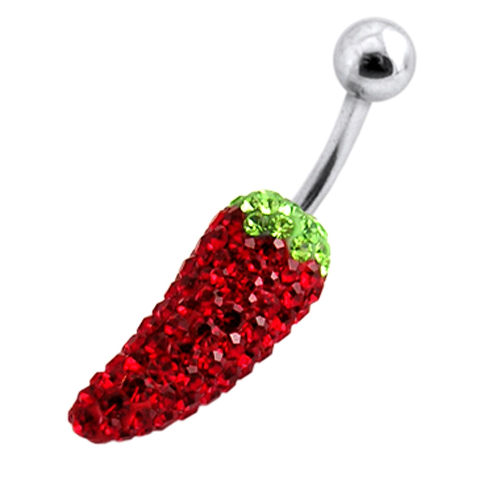 Red Chilli Crystal stone Belly Ring