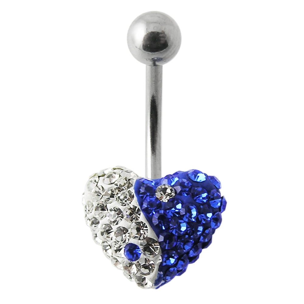 Crystal Stone Heart Ying Yang Banana Belly Ring