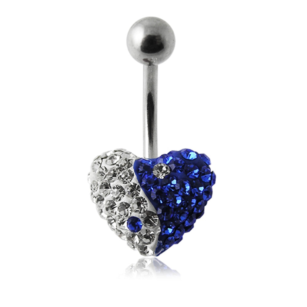 Crystal Stone Heart Ying Yang Banana Belly Ring