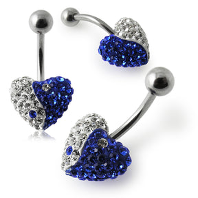 Crystal Stone Heart Ying Yang Banana Belly Ring