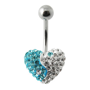 12MM Crystal Stone Heart Ying Yang Belly Ring