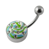 Steel Base Multi Color painted Crystal Navel Ring Body Jewelry