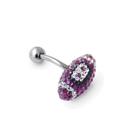 Purple Crystal Rugby Ball Navel Ring