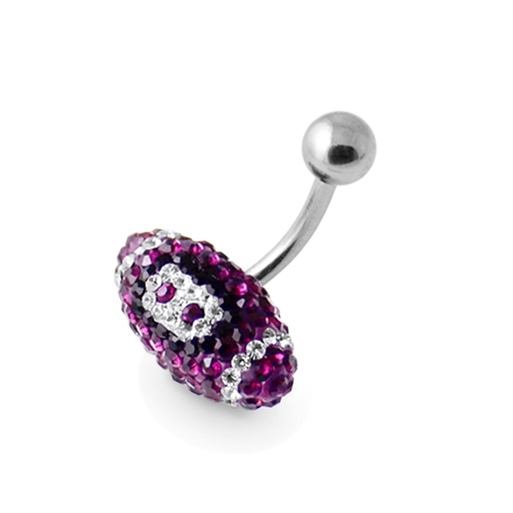 Purple Crystal Rugby Ball Navel Ring