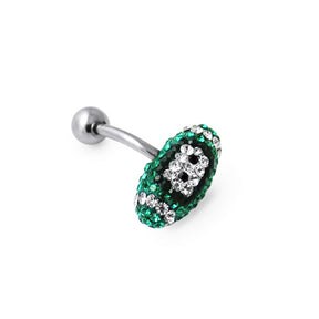 Emerald Crystal Rugby Ball Belly Ring