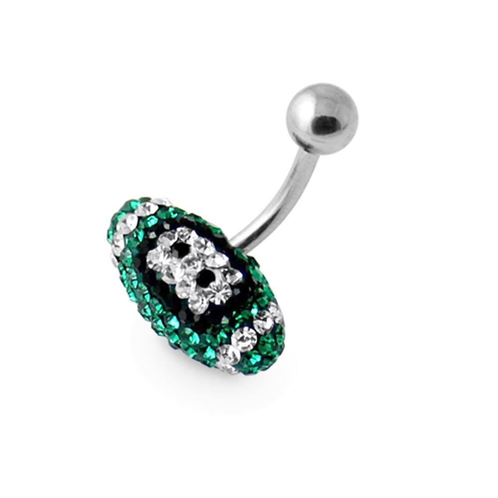 Emerald Crystal Rugby Ball Belly Ring
