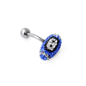 Dark Blue Crystal Rugby Ball Belly Bar