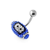 Dark Blue Crystal Rugby Ball Belly Bar