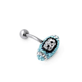 Aqua Crystal Rugby Ball Navel Belly Ring