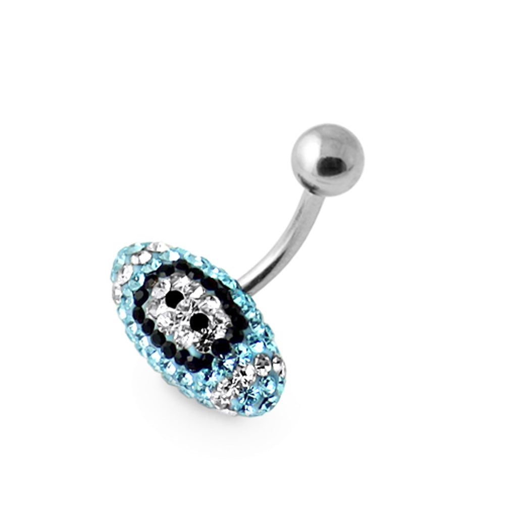 Aqua Crystal Rugby Ball Navel Belly Ring