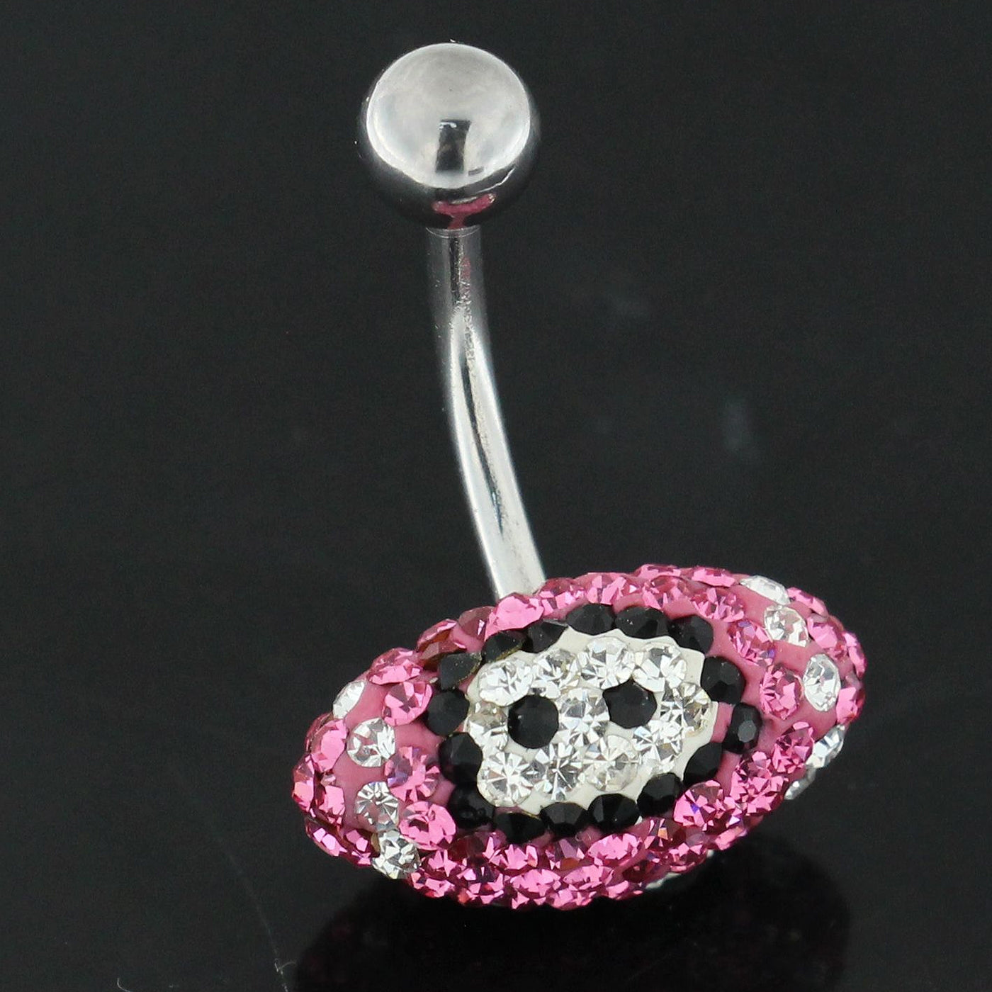 Pink Crystal Rugby Ball Navel Ring