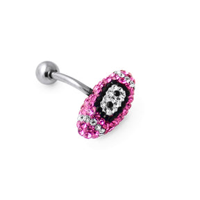 Pink Crystal Rugby Ball Navel Ring