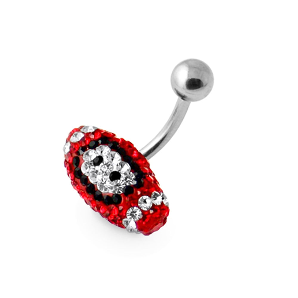 Red Crystal Rugby Ball Navel Bar