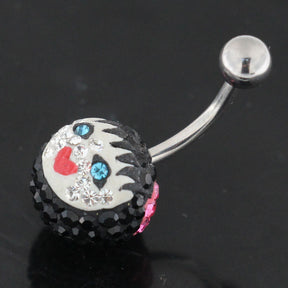 Multi Crystal stone Girl face Cared in Pumpkin belly Ring