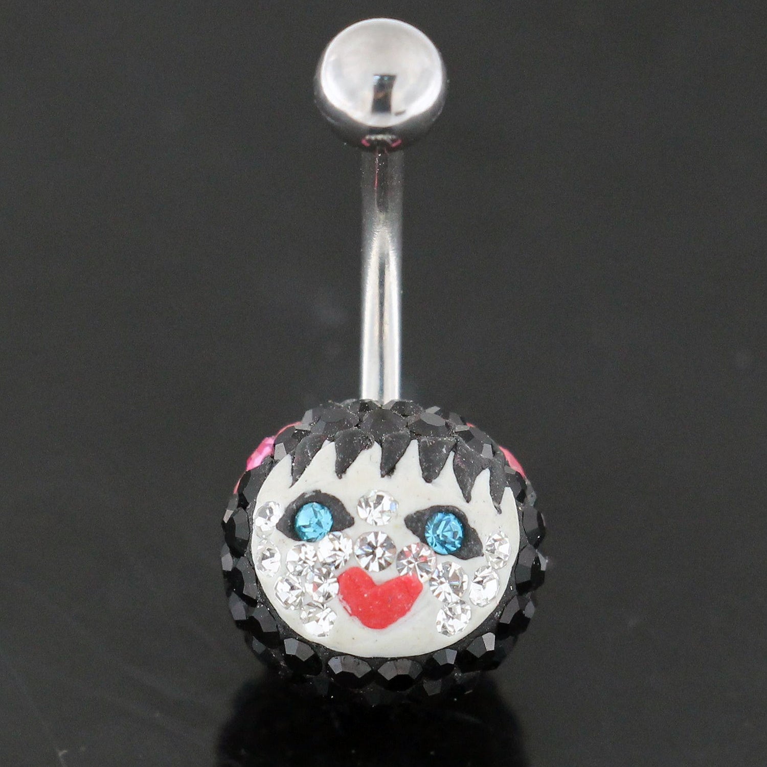 Multi Crystal stone Girl face Cared in Pumpkin belly Ring