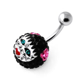 Multi Crystal stone Girl face Cared in Pumpkin belly Ring