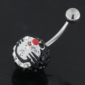 Multi Crystal stone Black Doraemon Navel Ring