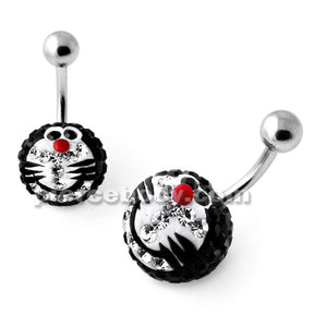 Multi Crystal stone Black Doraemon Navel Ring