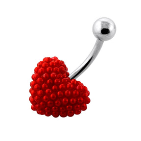 Tiny Red Pearl balls Heart Navel Banana