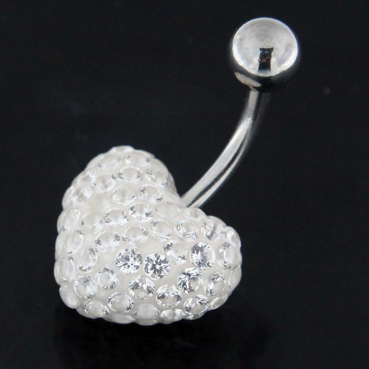 Multi Jeweled Genuine CZ Heart Belly Button Piercing