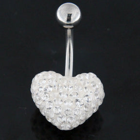 Multi Jeweled Genuine CZ Heart Belly Button Piercing