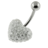 Multi Jeweled Genuine CZ Heart Belly Button Piercing