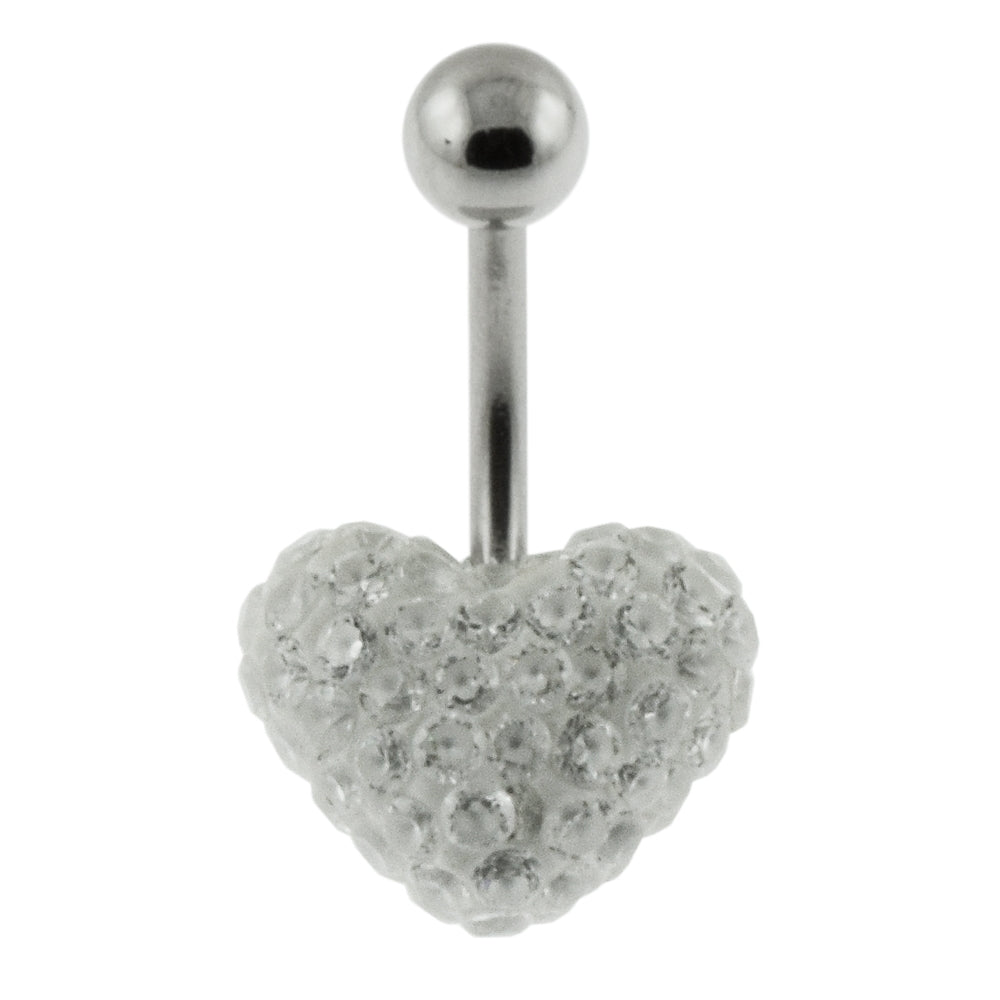Multi Jeweled Genuine CZ Heart Belly Button Piercing